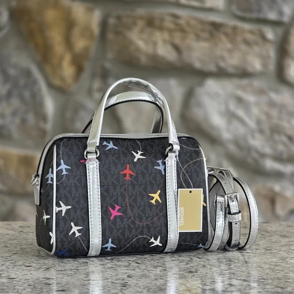 Michael Kors Small Airplane Logo Black Crossbody - Picture 3 of 10